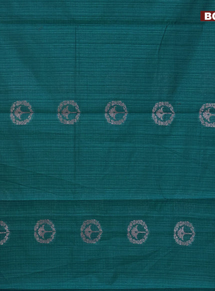 Matka tussar saree cs blue with woven buttas and piping border