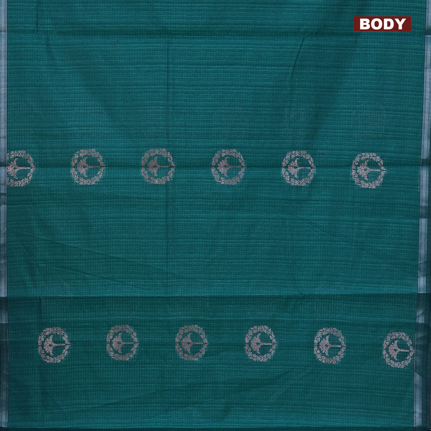 Matka tussar saree cs blue with woven buttas and piping border