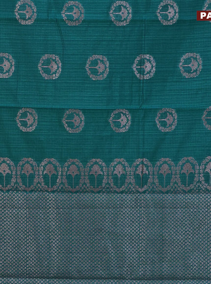 Matka tussar saree cs blue with woven buttas and piping border