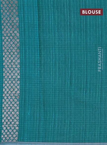 Matka tussar saree cs blue with woven buttas and piping border