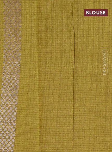 Matka tussar saree mehendi green with woven buttas and piping border