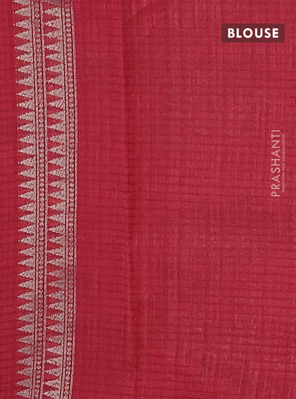 Matka tussar saree maroon with woven buttas and piping border