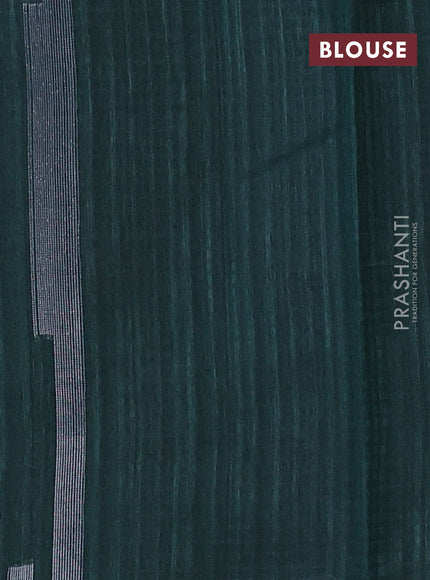 Matka tussar saree green with silver & gold zari weaves and piping border