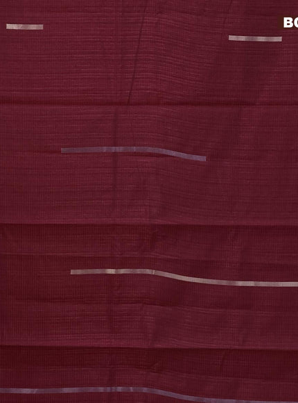 Matka tussar saree maroon with silver & gold zari weaves and piping border