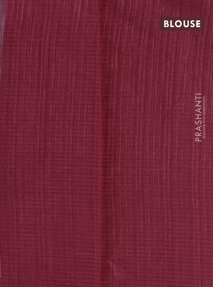 Matka tussar saree maroon with silver & gold zari weaves and piping border