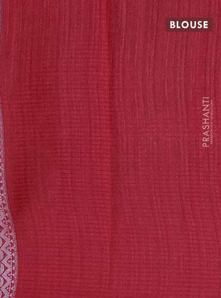 Matka tussar saree maroon with silver zari woven buttas and piping border