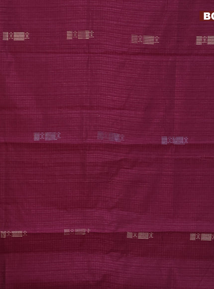 Matka tussar saree magenta pink with silver & gold zari weaves and piping border