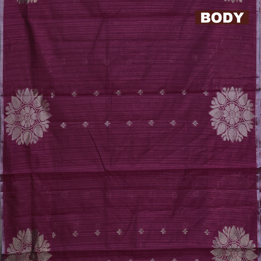 Matka tussar saree magenta pink with woven buttas and piping border