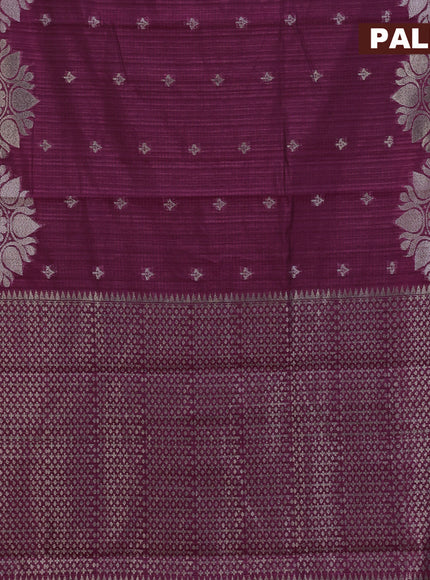 Matka tussar saree magenta pink with woven buttas and piping border