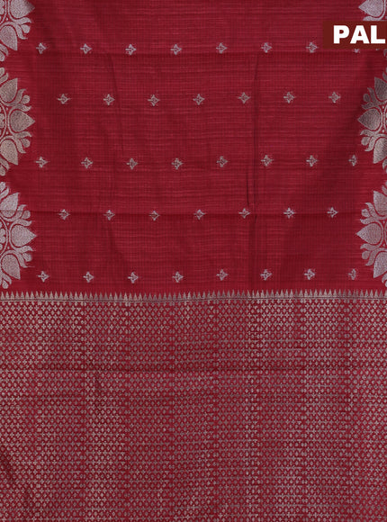 Matka tussar saree maroon with woven buttas and piping border