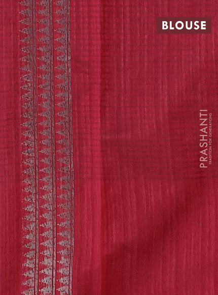 Matka tussar saree maroon with woven buttas and piping border