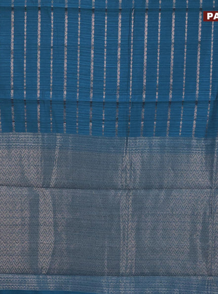 Matka tussar saree cs blue with allover thread & zari weaves and woven border