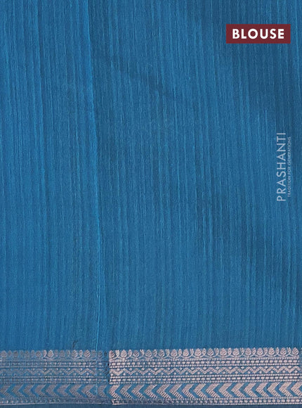 Matka tussar saree cs blue with allover thread & zari weaves and woven border