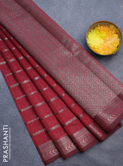 Matka tussar saree maroon with allover thread & zari weaves and woven border