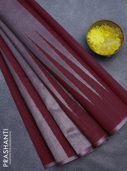 Matka tussar saree maroon with allover thread & zari weaves and piping border