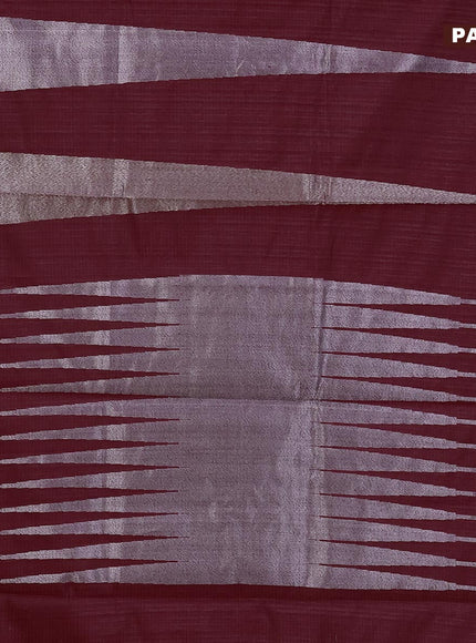 Matka tussar saree maroon with allover thread & zari weaves and piping border