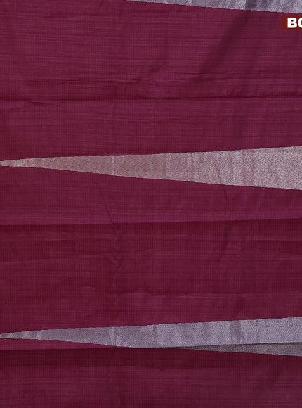 Matka tussar saree dark magenta pink with allover thread & zari weaves and piping border