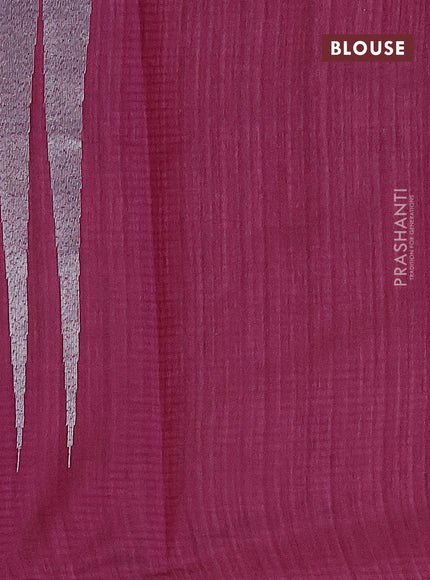 Matka tussar saree dark magenta pink with allover thread & zari weaves and piping border