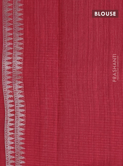 Matka tussar saree maroon with thread & silver zari woven buttas and piping border