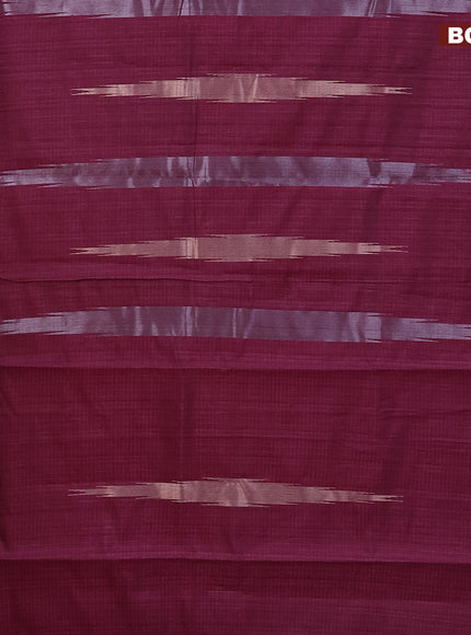 Matka tussar saree dark magenta pink with silver & gold zari weaves and piping border