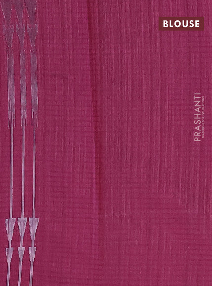 Matka tussar saree dark magenta pink with silver & gold zari weaves and piping border