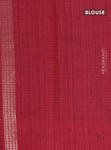 Matka tussar saree maroon with silver & gold zari woven buttas and piping border