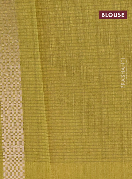 Matka tussar saree mehendi green with zari woven buttas and piping border