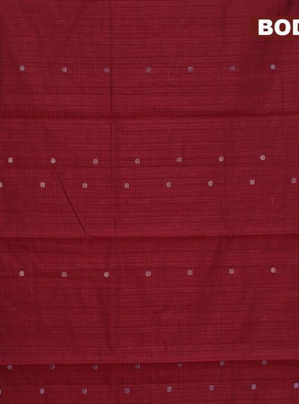 Matka tussar saree maroon with zari woven buttas and piping border