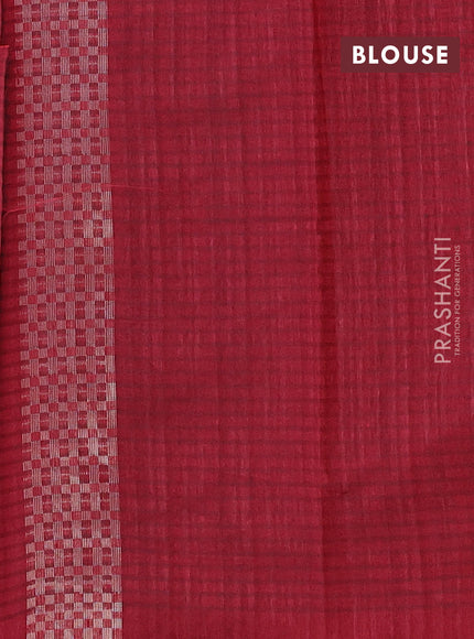 Matka tussar saree maroon with zari woven buttas and piping border