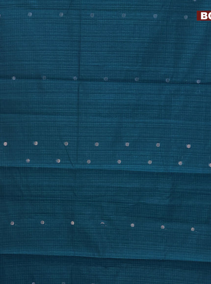 Matka tussar saree cs blue with zari woven buttas and piping border