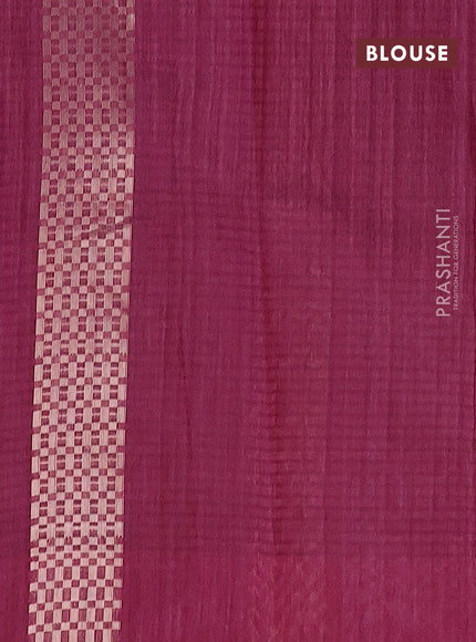 Matka tussar saree dark magenta pink with zari woven buttas and piping border