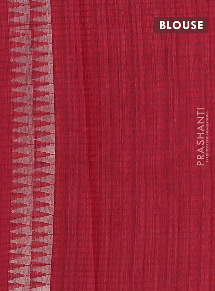 Matka tussar saree maroon with silver & gold zari woven buttas and piping border