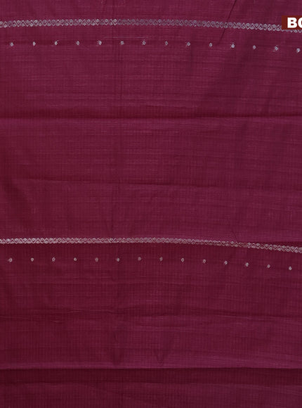 Matka tussar saree dark magenta pink with allover thread & silver zari weaves and piping border