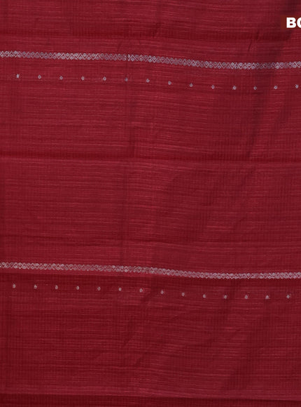 Matka tussar saree maroon with allover thread & silver zari weaves and piping border