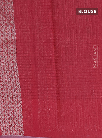 Matka tussar saree maroon with allover thread & silver zari weaves and piping border