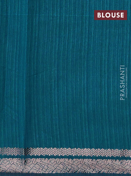 Matka tussar saree cs blue with allover zari weaves and zari woven border