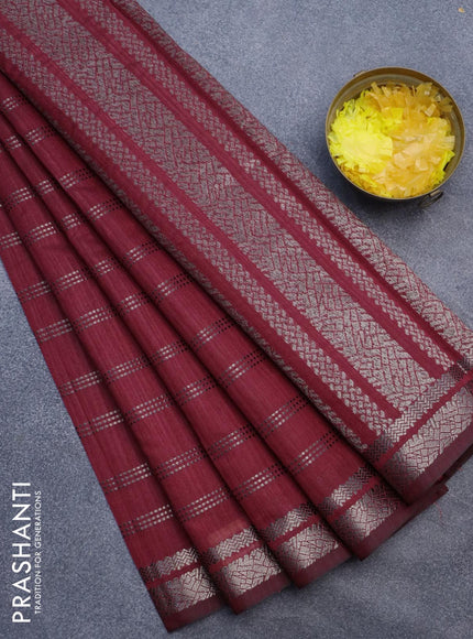 Matka tussar saree maroon with allover zari weaves and zari woven border