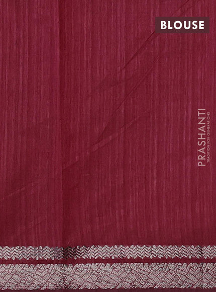 Matka tussar saree maroon with allover zari weaves and zari woven border