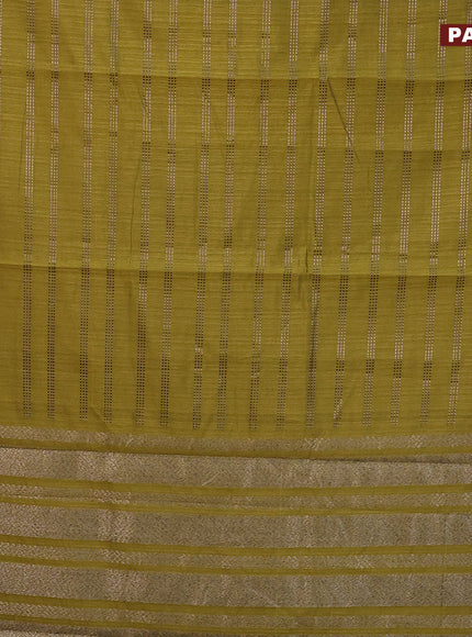 Matka tussar saree mehendi green with allover zari weaves and zari woven border