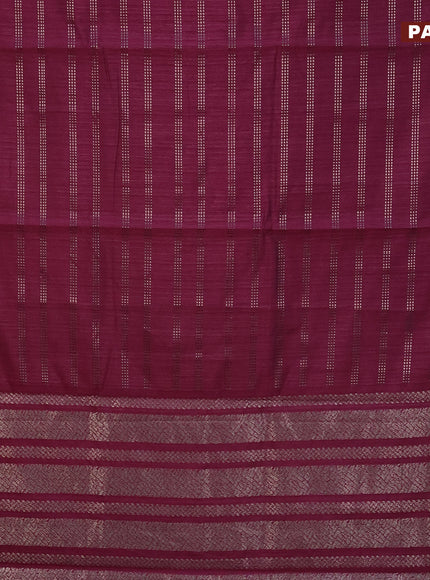 Matka tussar saree dark magenta pink with allover zari weaves and zari woven border