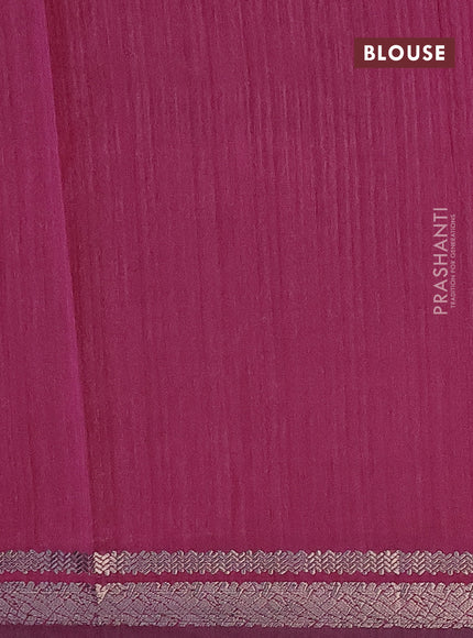 Matka tussar saree dark magenta pink with allover zari weaves and zari woven border