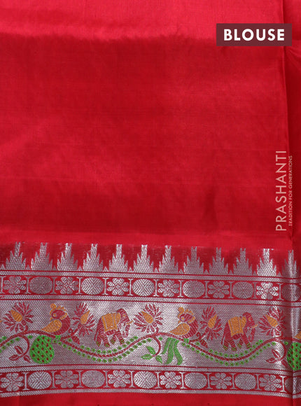 Venkatagiri silk saree purple and red with thread & silver zari woven annam buttas and rich zari woven paithani style border