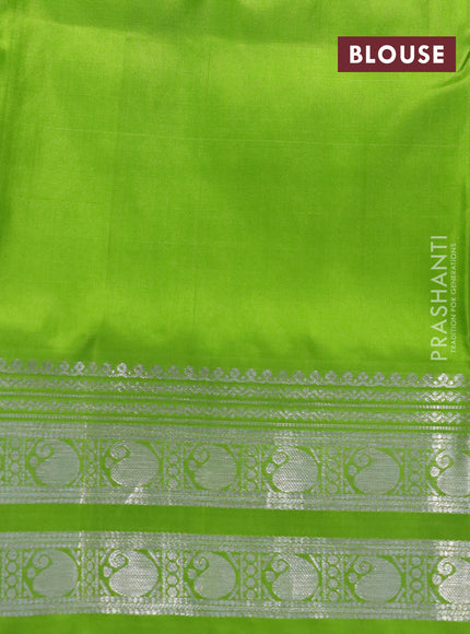 Venkatagiri silk saree dual shade of greenish red and light green with allover silver zari woven buttas and rich silver zari woven border