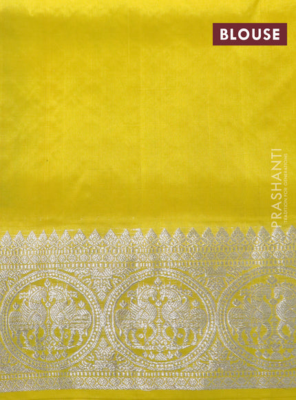 Venkatagiri silk saree red and yellow with silver zari woven buttas and rich silver zari woven border