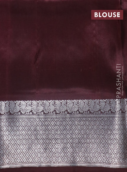 Venkatagiri silk saree purple and coffee brown with silver zari woven buttas and rich silver zari woven border