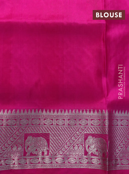 Venkatagiri silk saree dual shade of pink and pink with silver zari woven buttas and rich silver zari woven border