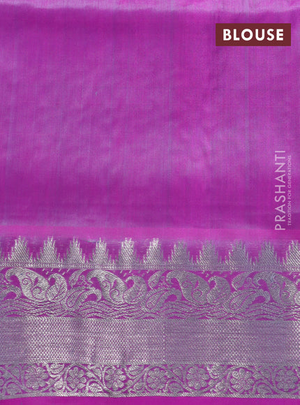 Venkatagiri silk saree blue shade and pink with allover zari woven buttas and rich silver zari woven border