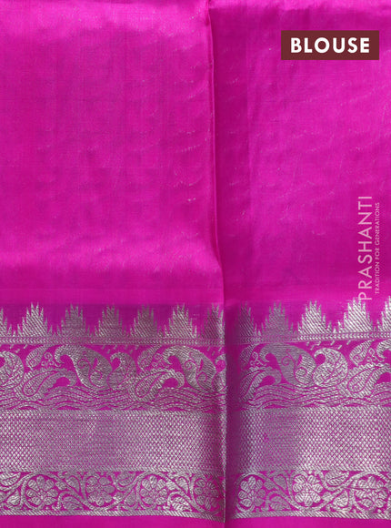 Venkatagiri silk saree green and magenta pink with allover zari woven buttas and rich silver zari woven border