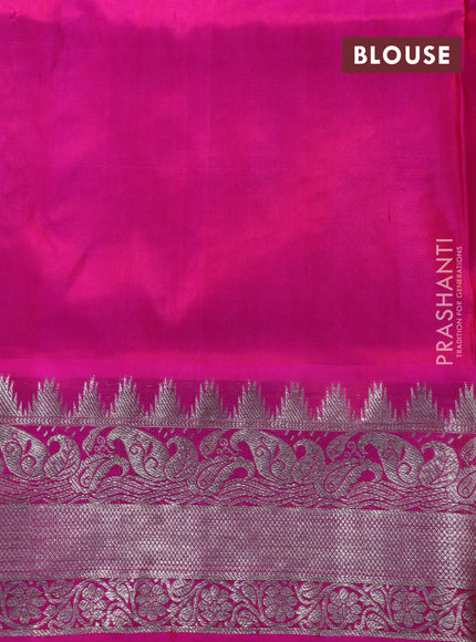 Venkatagiri silk saree dual shade of purple and pink with allover zari woven buttas and rich silver zari woven border