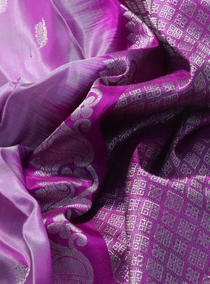 Venkatagiri silk saree lavender shade and purple with silver zari woven buttas and rich silver zari woven border